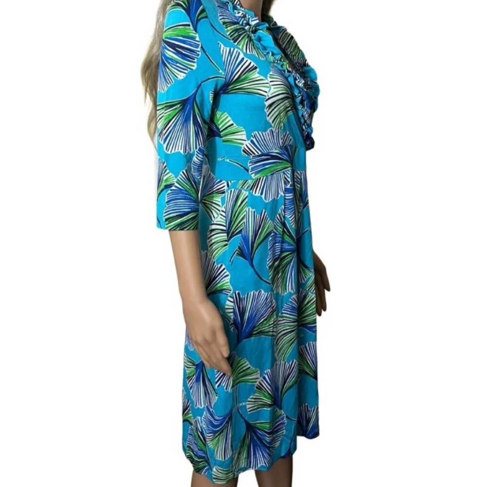 Lilly Pulitzer Sz XS BLAYNEY 3/4 Length Sleeve Ruffle Neck Dress - Picture 4 of 9